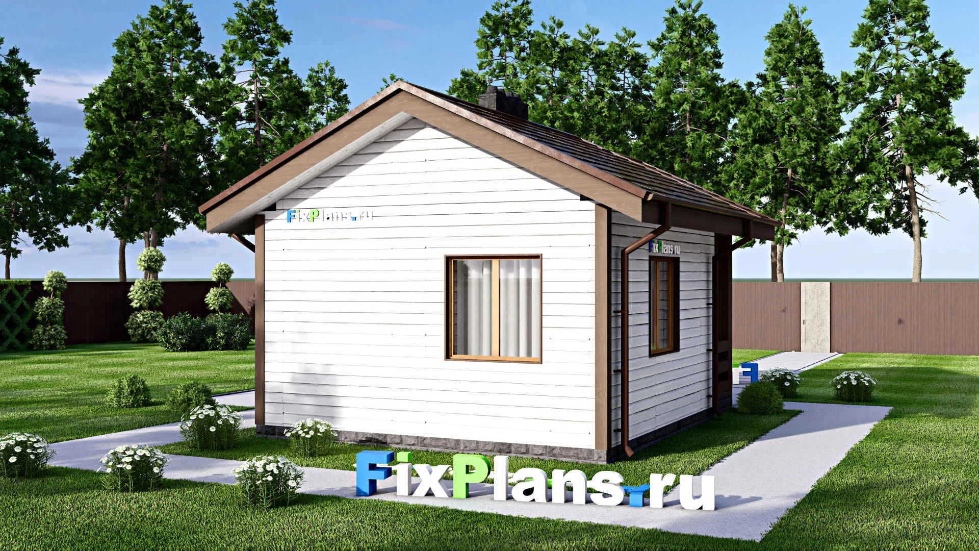 F-15605 - Проект бани 6 на 8, площадью 30 м² с комнатой отдыха и терассой