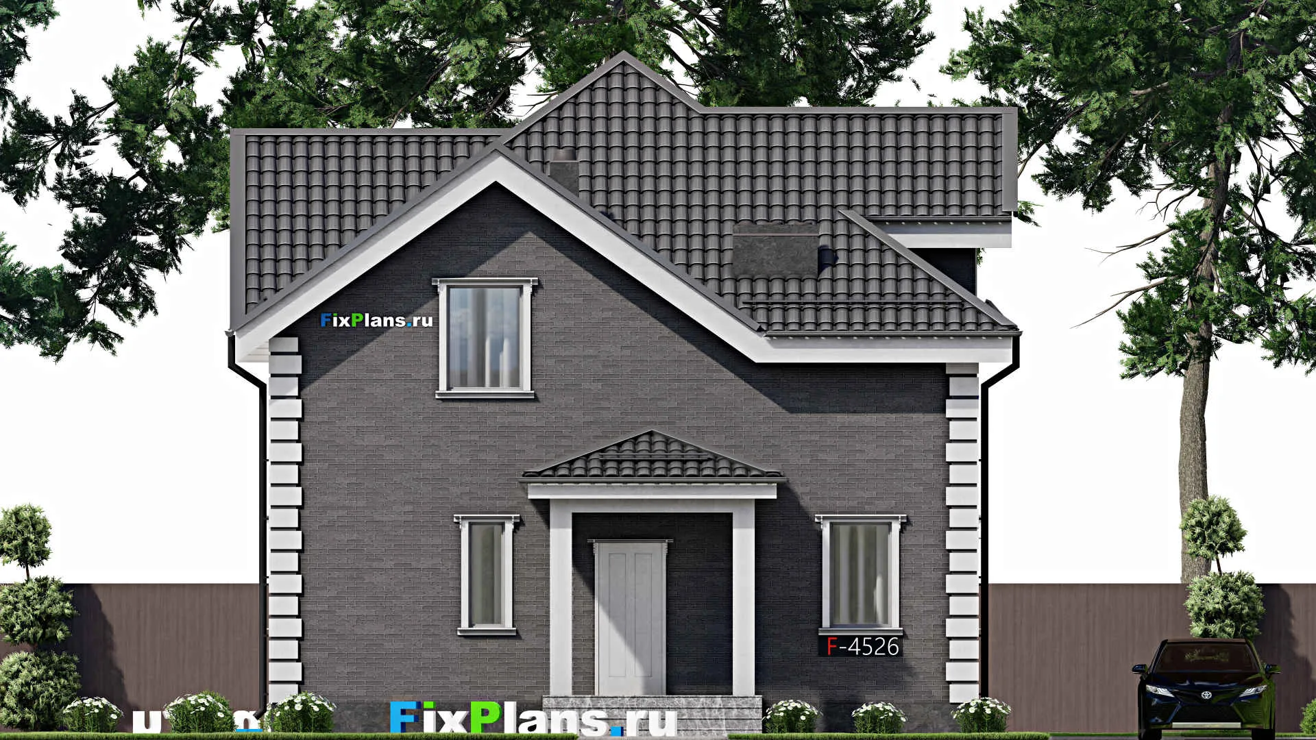 F-4526 - Проект дома с мансардой 10 на 10, площадью 150 м² с баней и 3 спальнями