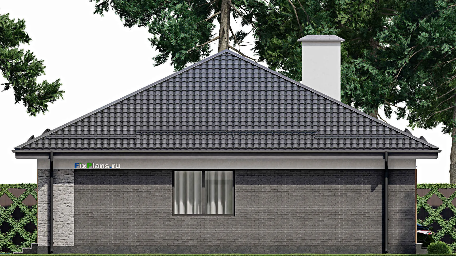 F-4148 - Проект одноэтажного дома 13 на 14, площадью 140 м² с террасой и 3 спальнями
