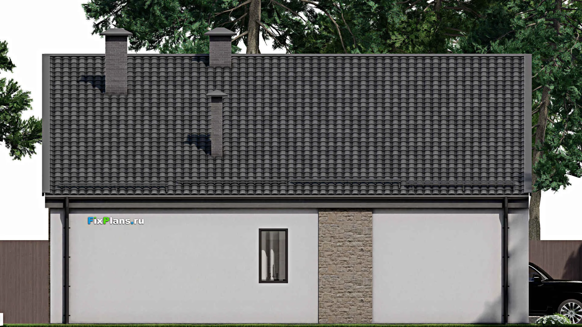 F-8369 - Проект одноэтажного дома 14 на 15, площадью 170 м² с террасой и 3 спальнями