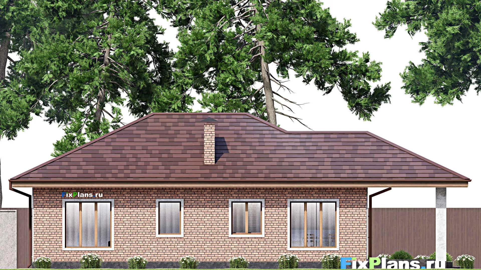 F-14003 - Проект одноэтажного дома 11 на 16, площадью 120 м² с террасой и 3 спальнями