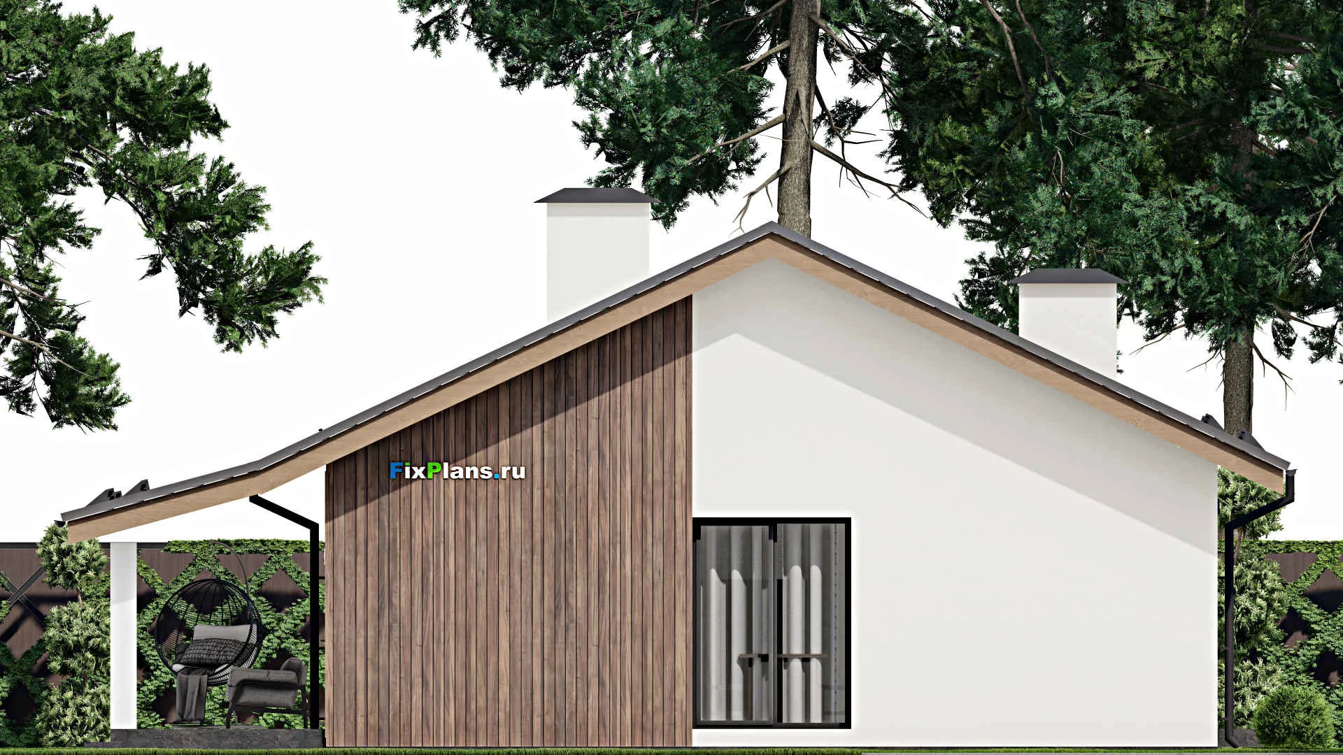 F-5957 - Проект одноэтажного дома 11 на 16, площадью 160 м² с террасой и 3 спальнями