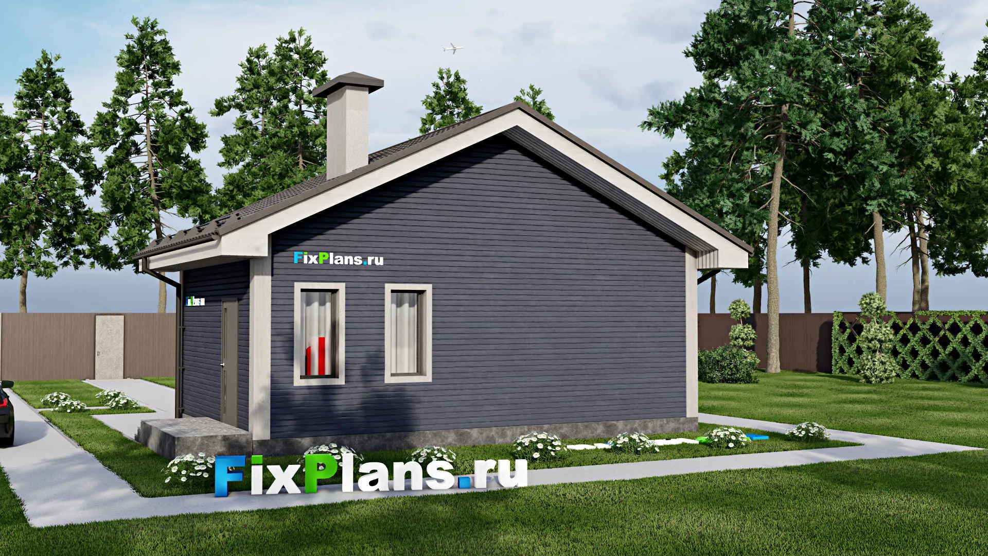 F-7919 - Проект бани 6 на 9, площадью 40 м² с комнатой отдыха и санузлом