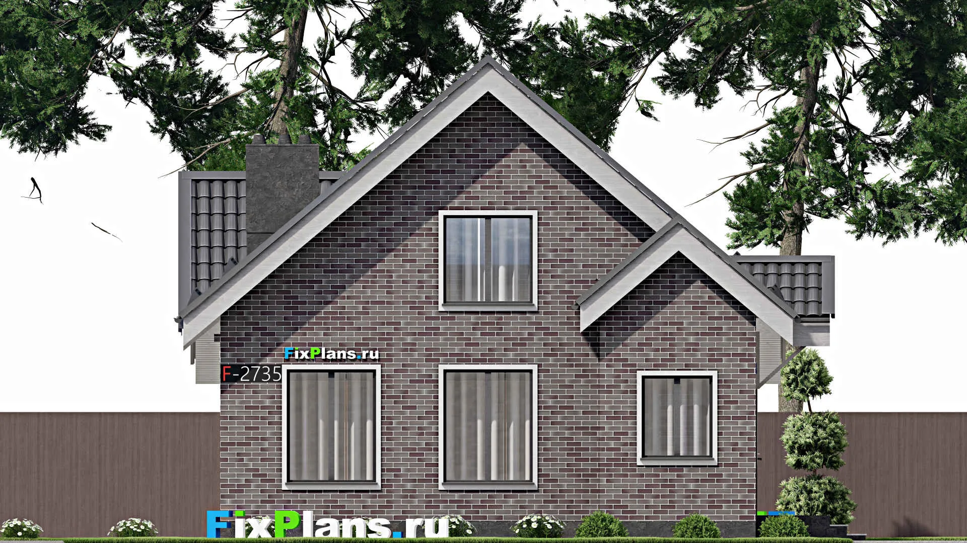 F-2735 - Проект дома с мансардой 9 на 14, площадью 160 м² с террасой и 4 спальнями