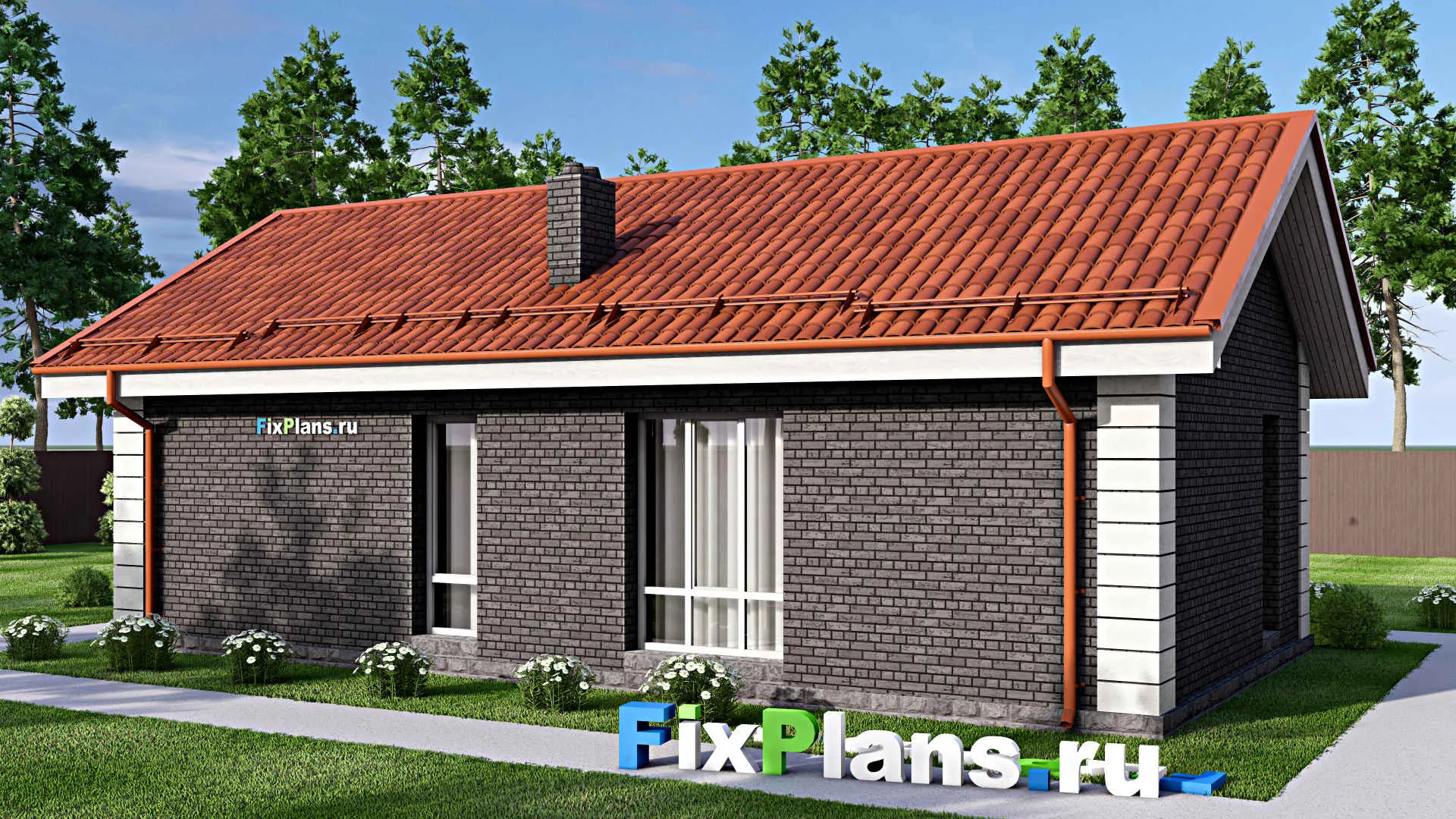 F-15497 - Проект бани 7 на 13, площадью 60 м² с комнатой отдыха, санузлом и спальней