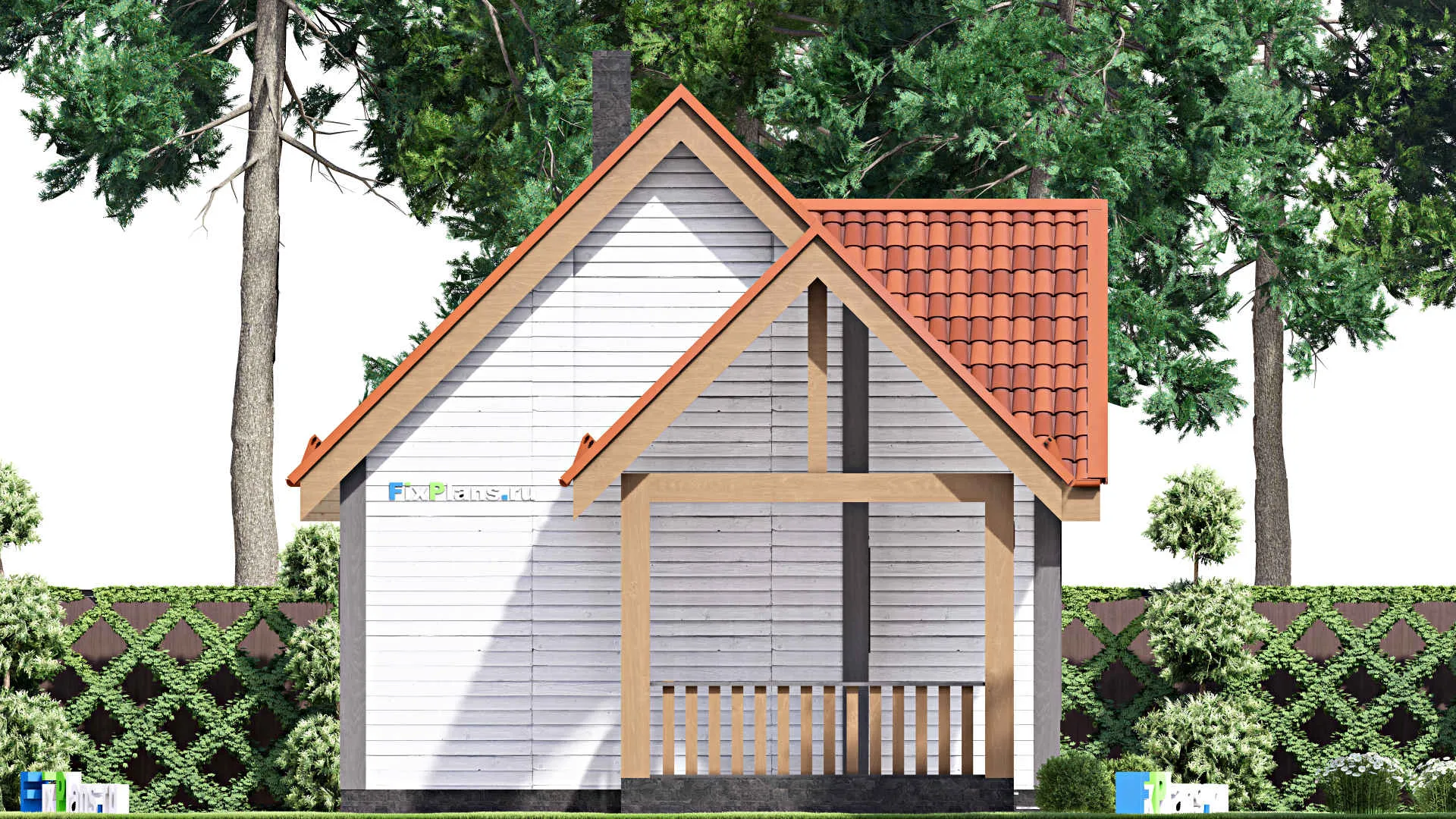 F-15650 - Проект бани 8 на 12, площадью 110 м² с комнатой отдыха, терассой, мансардой, санузлом и спальней