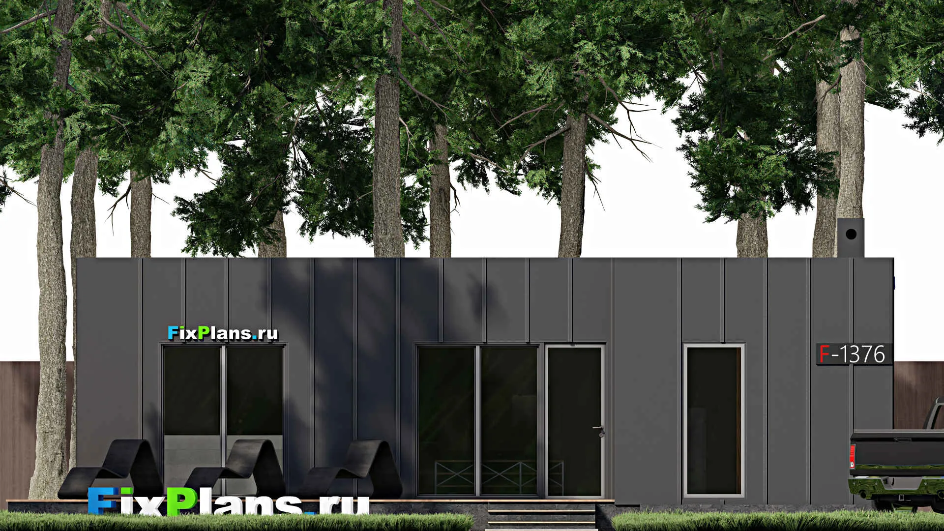 F-1376 - Проект бани 8 на 12, площадью 80 м² с терассой, санузлом и спальней