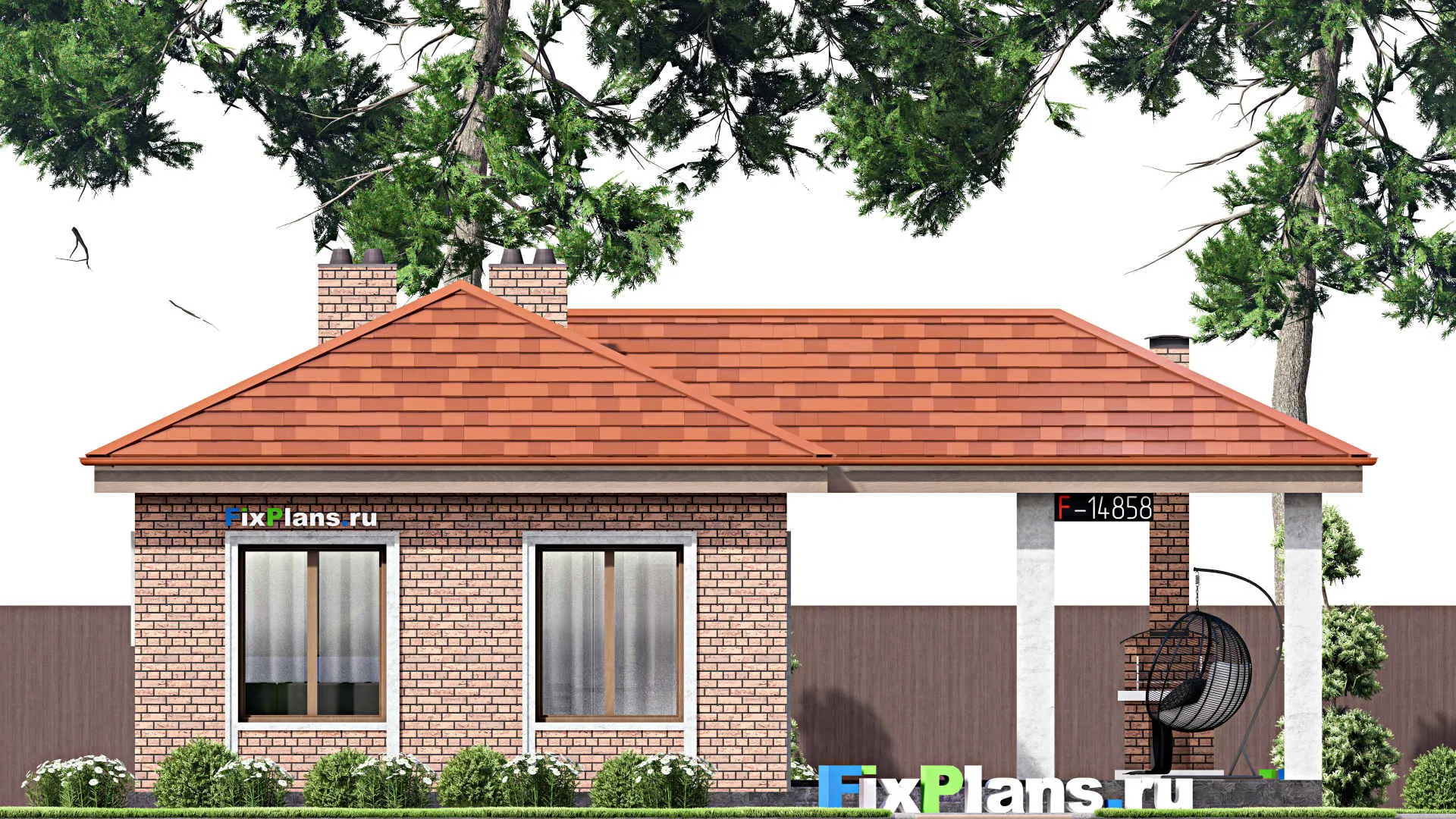 F-14858 - Проект бани 12 на 12, площадью 90 м² с комнатой отдыха, терассой и санузлом