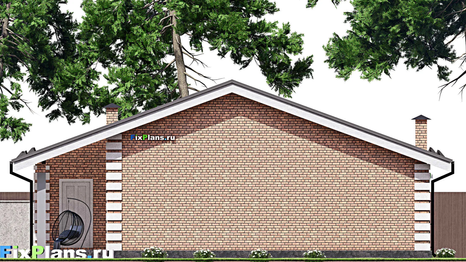 F-12482 - Проект одноэтажного дома 14 на 14, площадью 120 м² с 3 спальнями