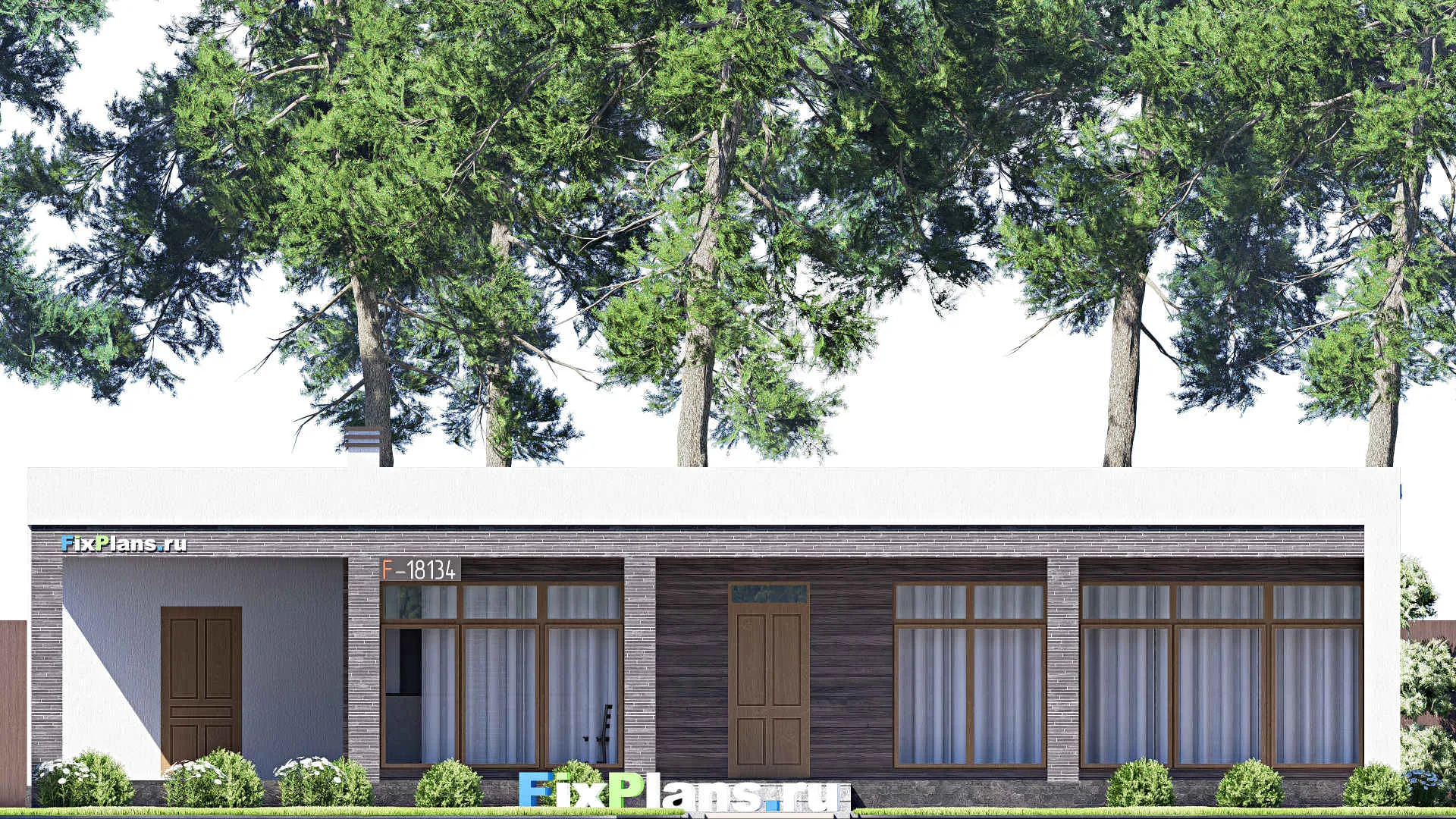 F-18134 - Проект одноэтажного дома 12 на 17, площадью 170 м² с террасой и 1 спальнями