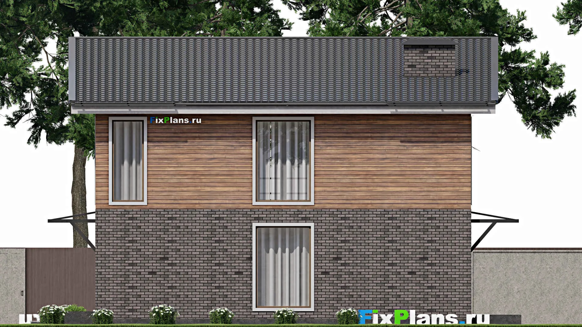 F-9314 - Проект двухэтажного дома 12 на 15, площадью 220 м² с террасой, балконом и 4 спальнями