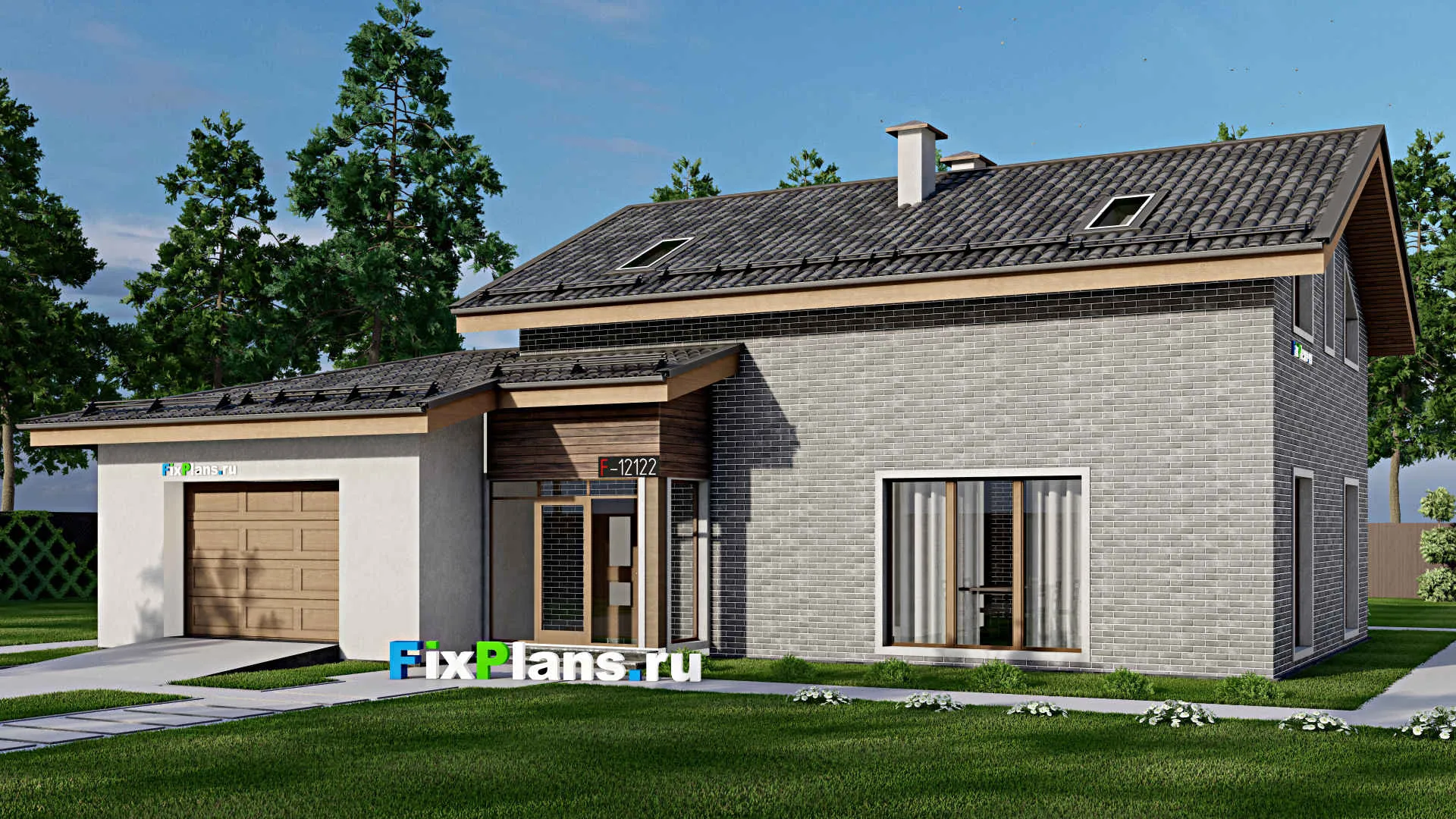 F-12122 - Проект дома с мансардой 13 на 18, площадью 200 м² с 4 спальнями