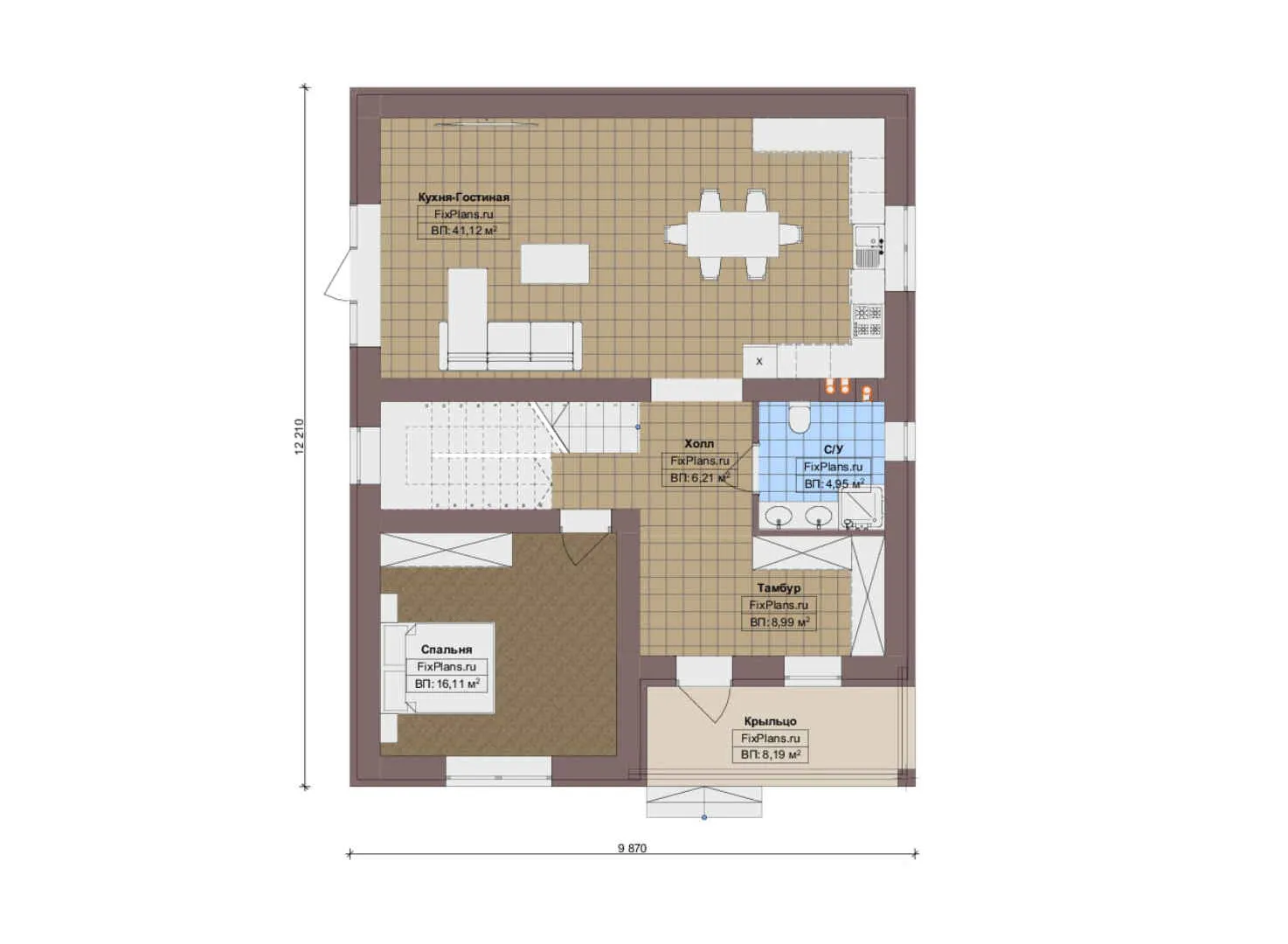 F-18602 - Планы двухэтажного дома 10 на 13, площадью 170 м² с 3 спальнями