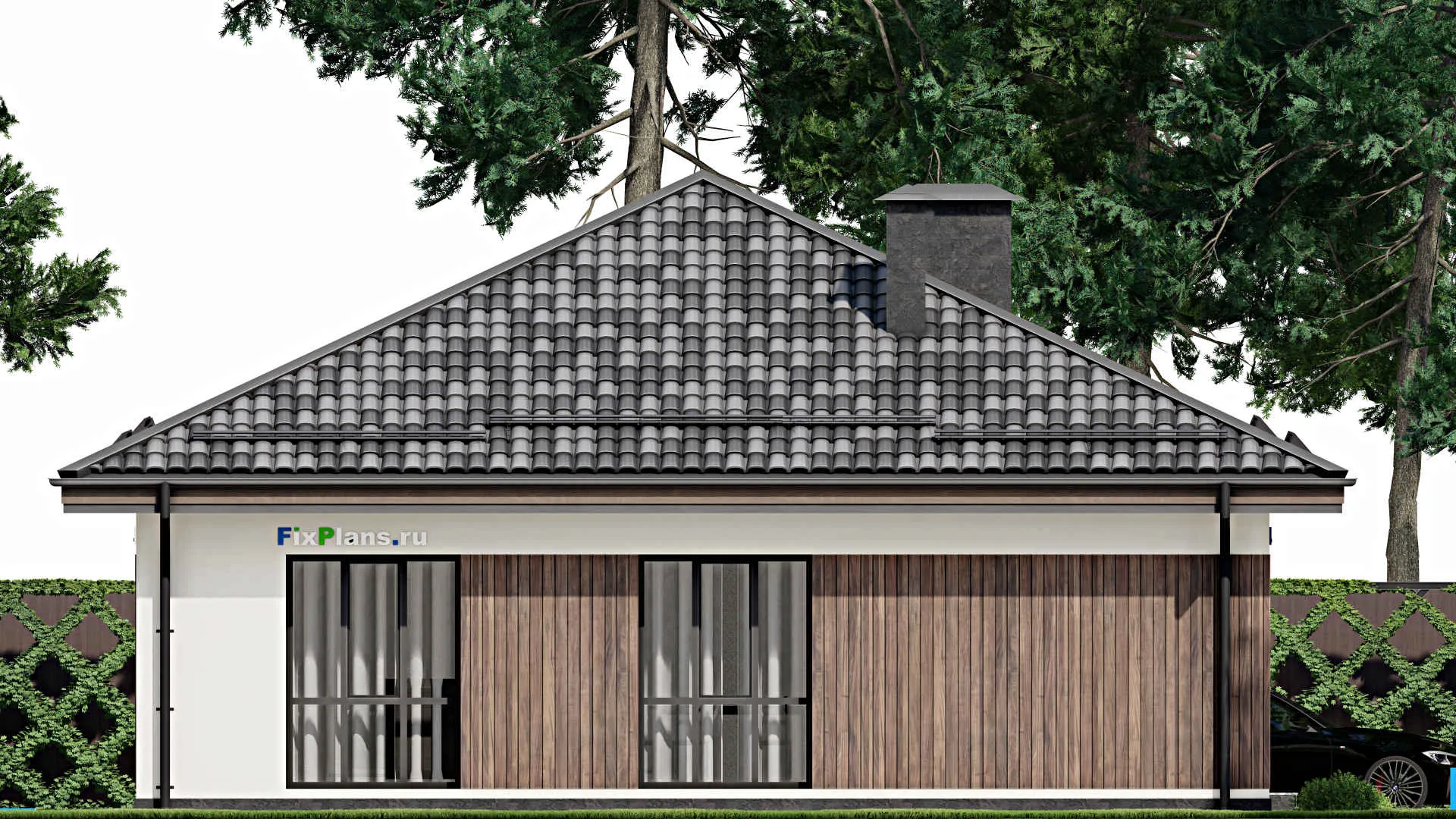 F-6596 - План одноэтажного дома 12 на 13, площадью 120 м² с 3 спальнями