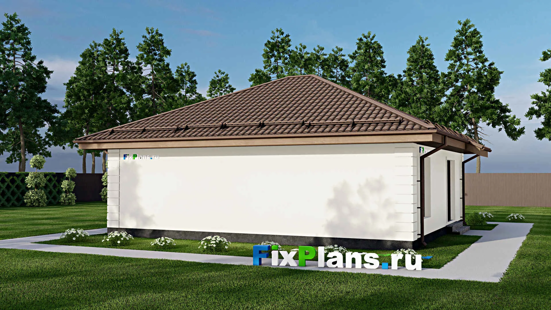 F-12266 - Проект одноэтажного дома 11 на 12, площадью 90 м² с 3 спальнями