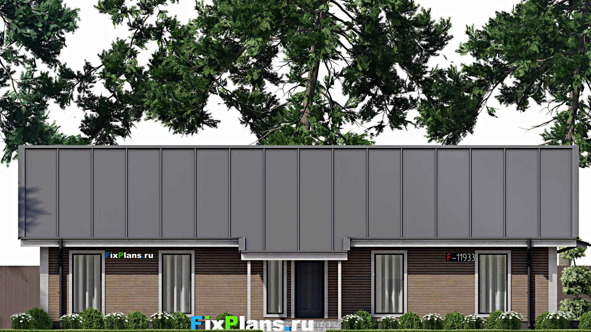 F-11933 - Проект одноэтажного дома 11 на 17, площадью 140 м² с баней и 3 спальнями