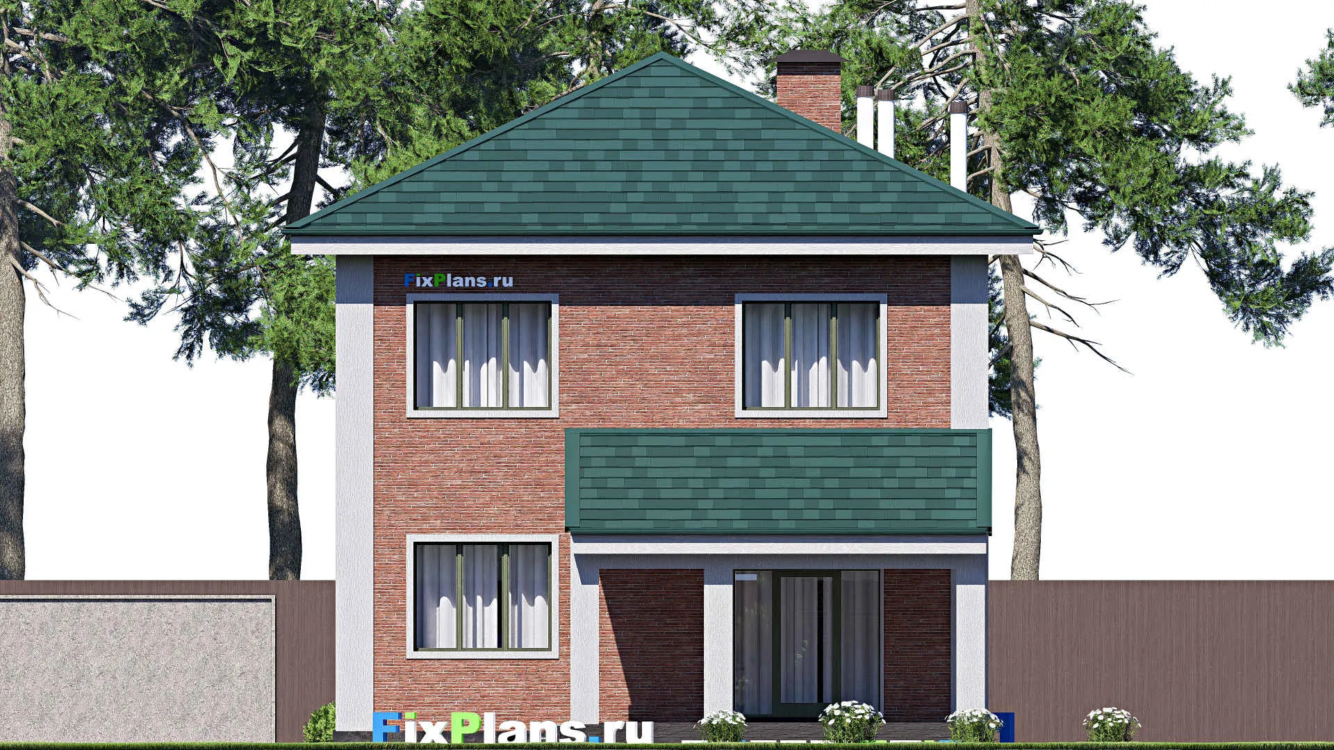 F-19007 - Проект одноэтажного дома 10 на 15, площадью 160 м² с террасой и 3 спальнями