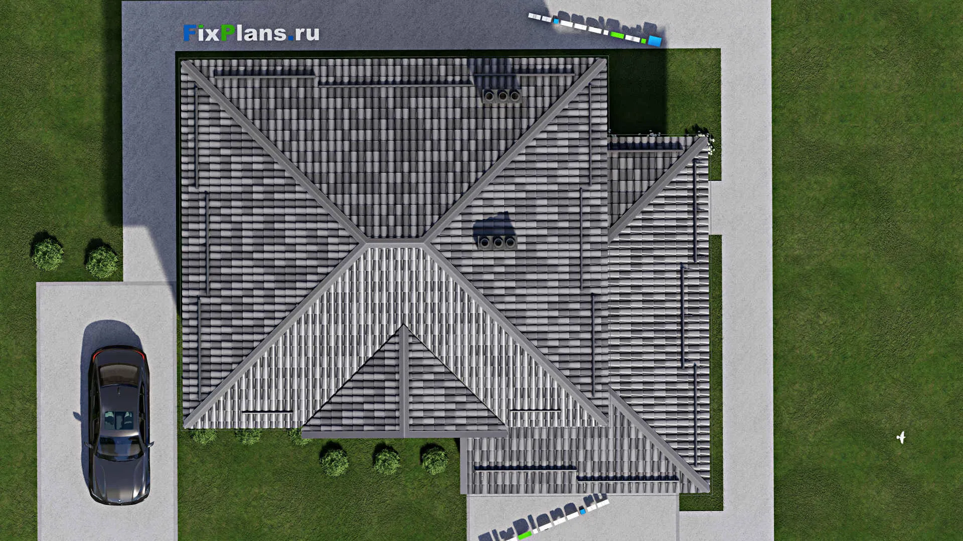 F-7757 - Проект двухэтажного дома 12 на 14, площадью 190 м² с террасой и 4 спальнями