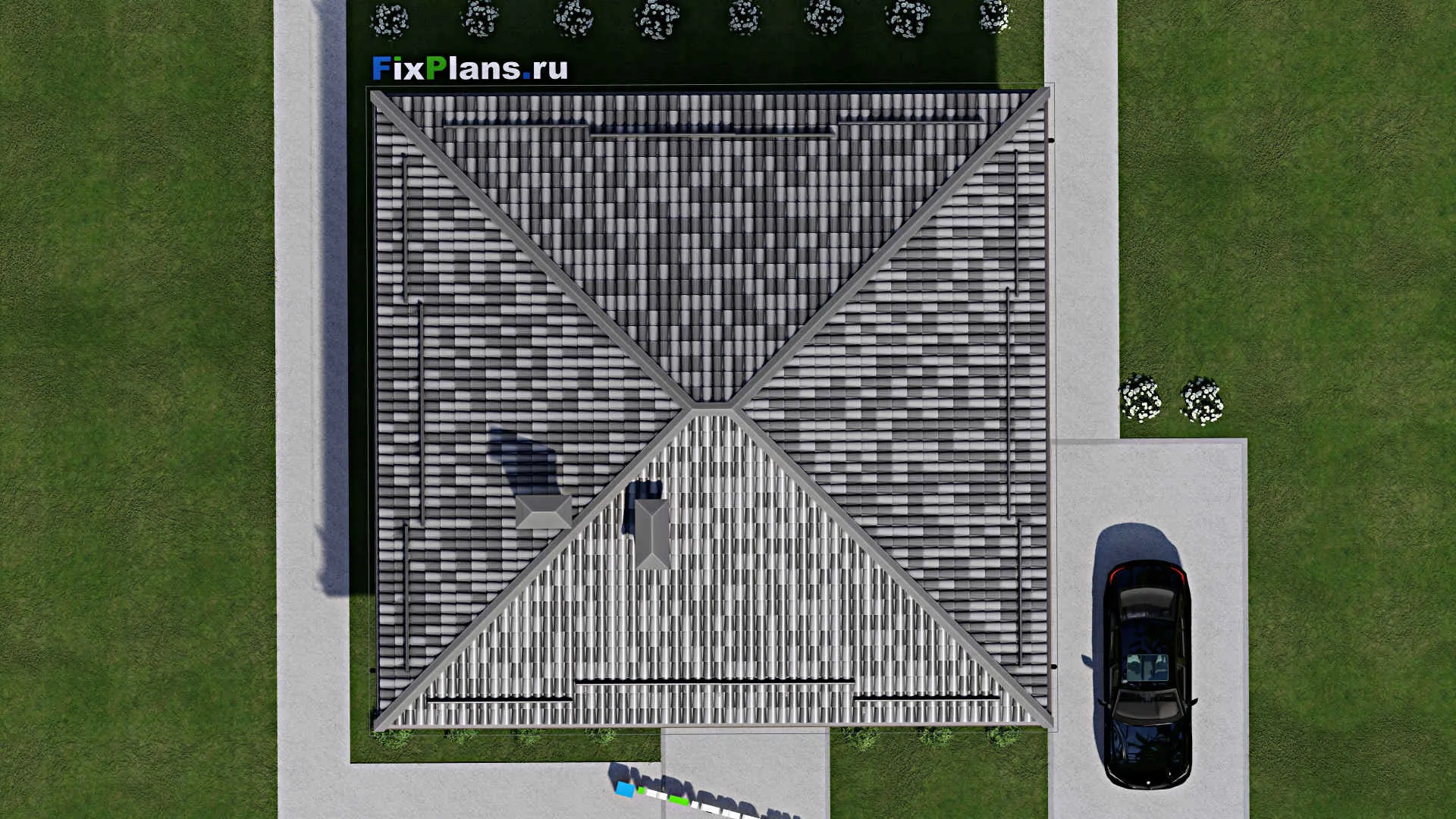 F-6596 - План одноэтажного дома 12 на 13, площадью 120 м² с 3 спальнями