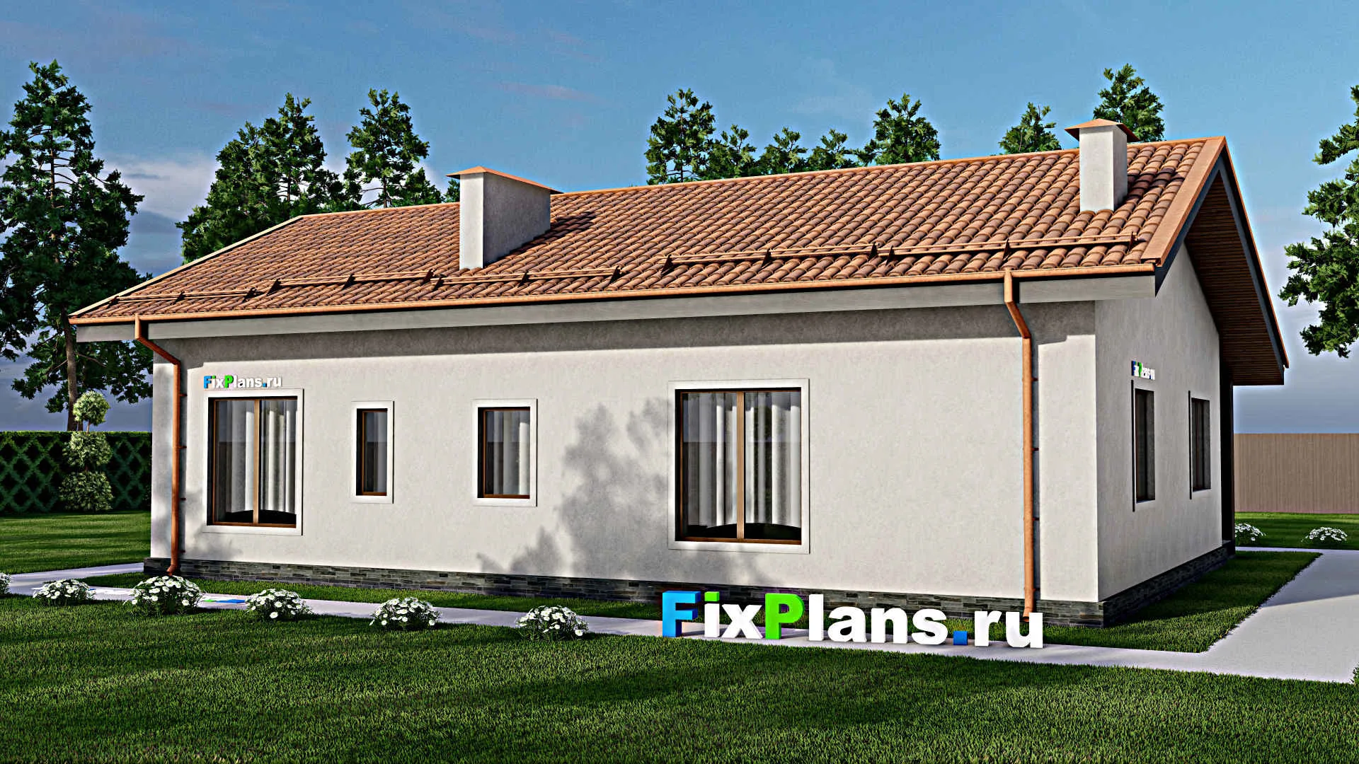 F-10331 - Проект одноэтажного дома 13 на 15, площадью 140 м² с 3 спальнями