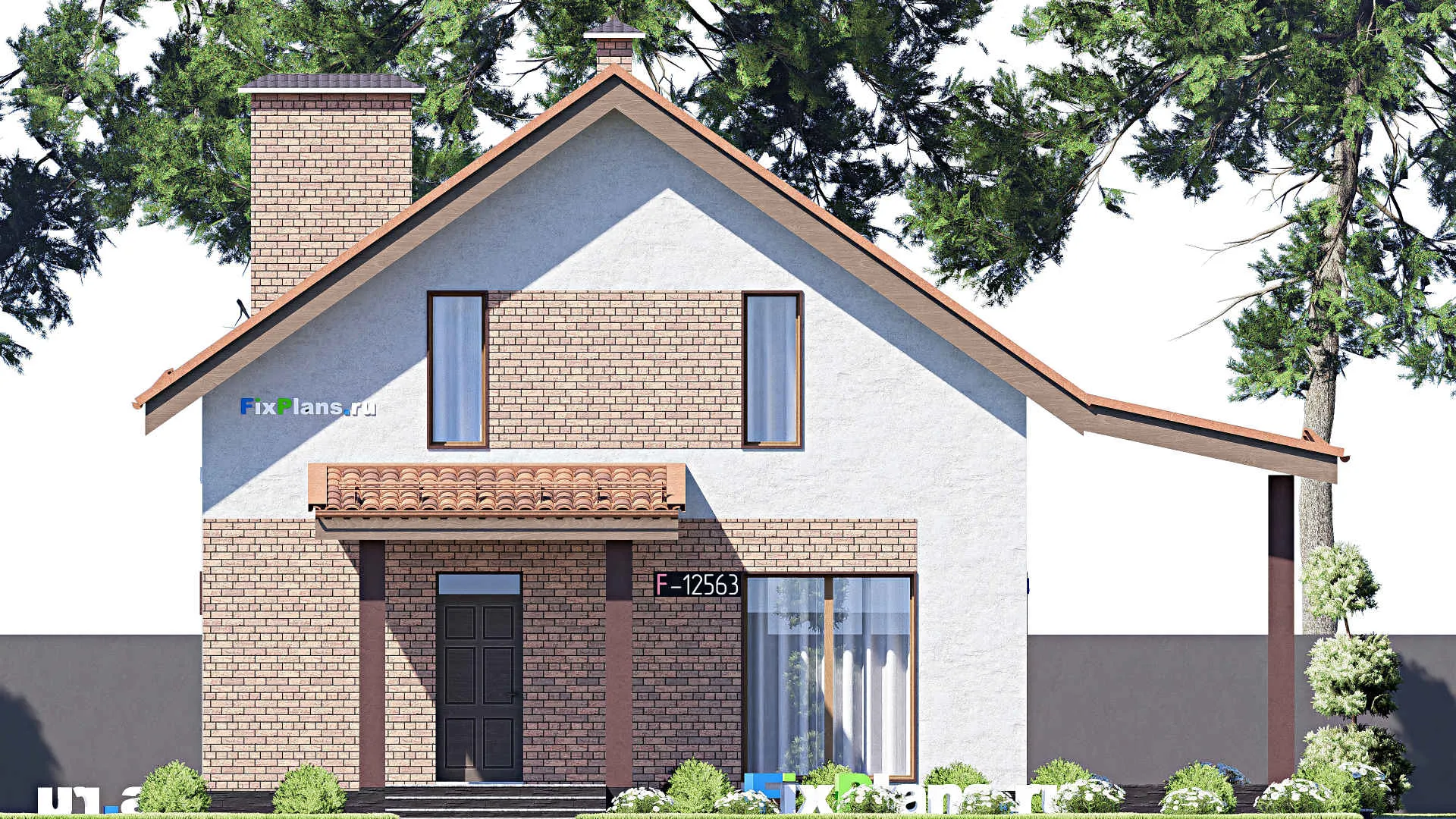 F-12563 - Проект дома с мансардой 10 на 13, площадью 130 м² с террасой и 3 спальнями