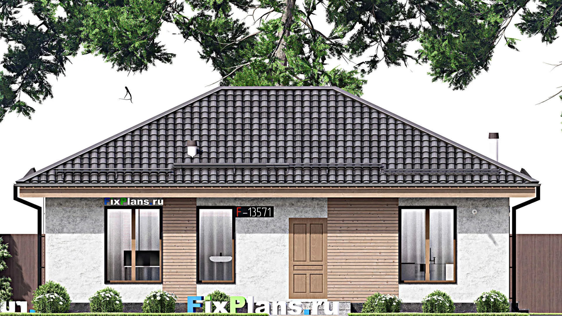 F-13571 - План одноэтажного дома 9 на 12, площадью 90 м² с 3 спальнями