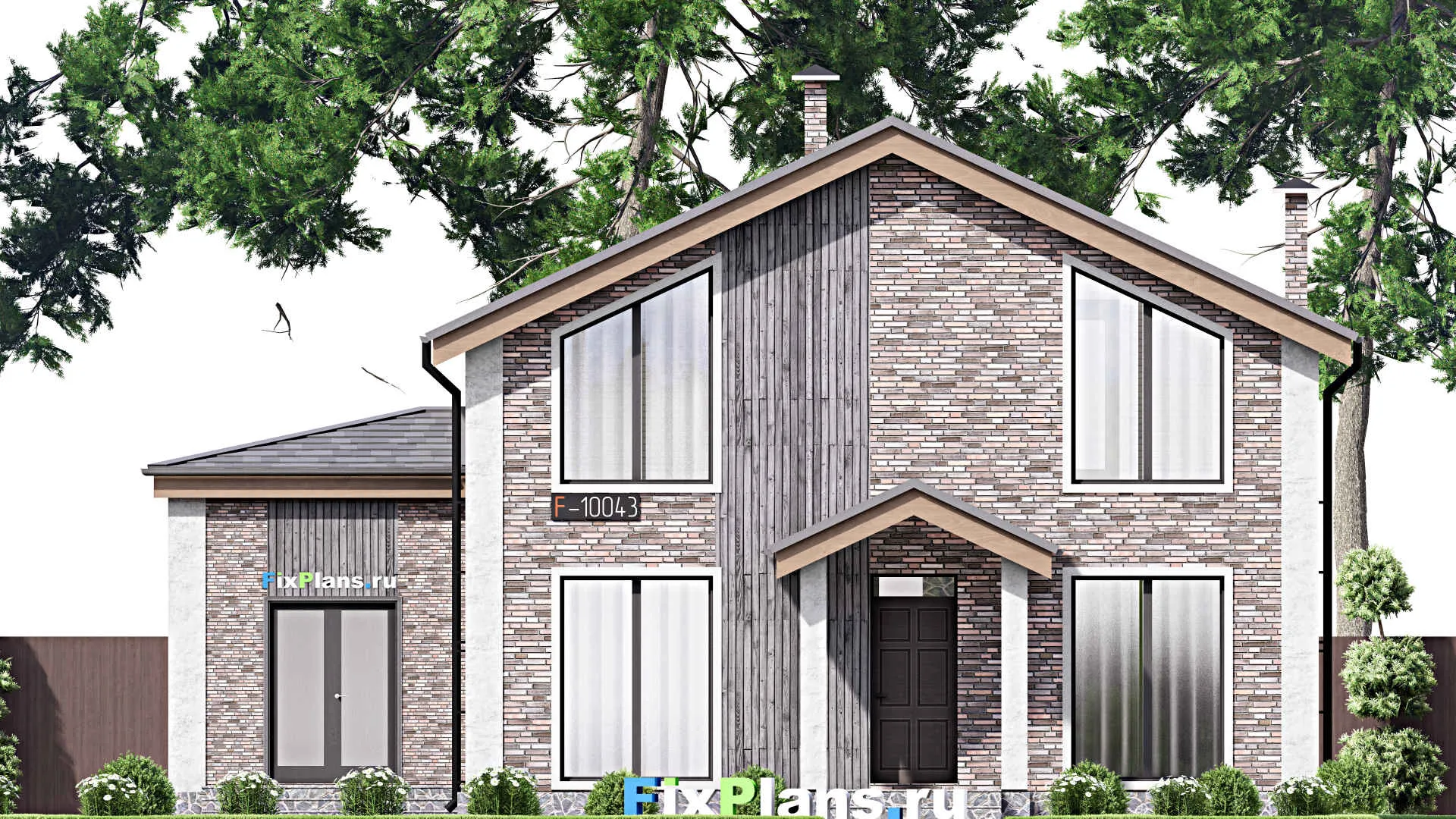 F-10043 - Проект дома с мансардой 10 на 14, площадью 140 м² с террасой и 4 спальнями