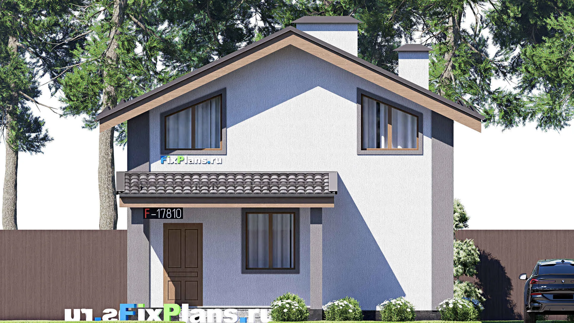 F-17810 - Проект дома с мансардой 9 на 13, площадью 130 м² с террасой и 4 спальнями