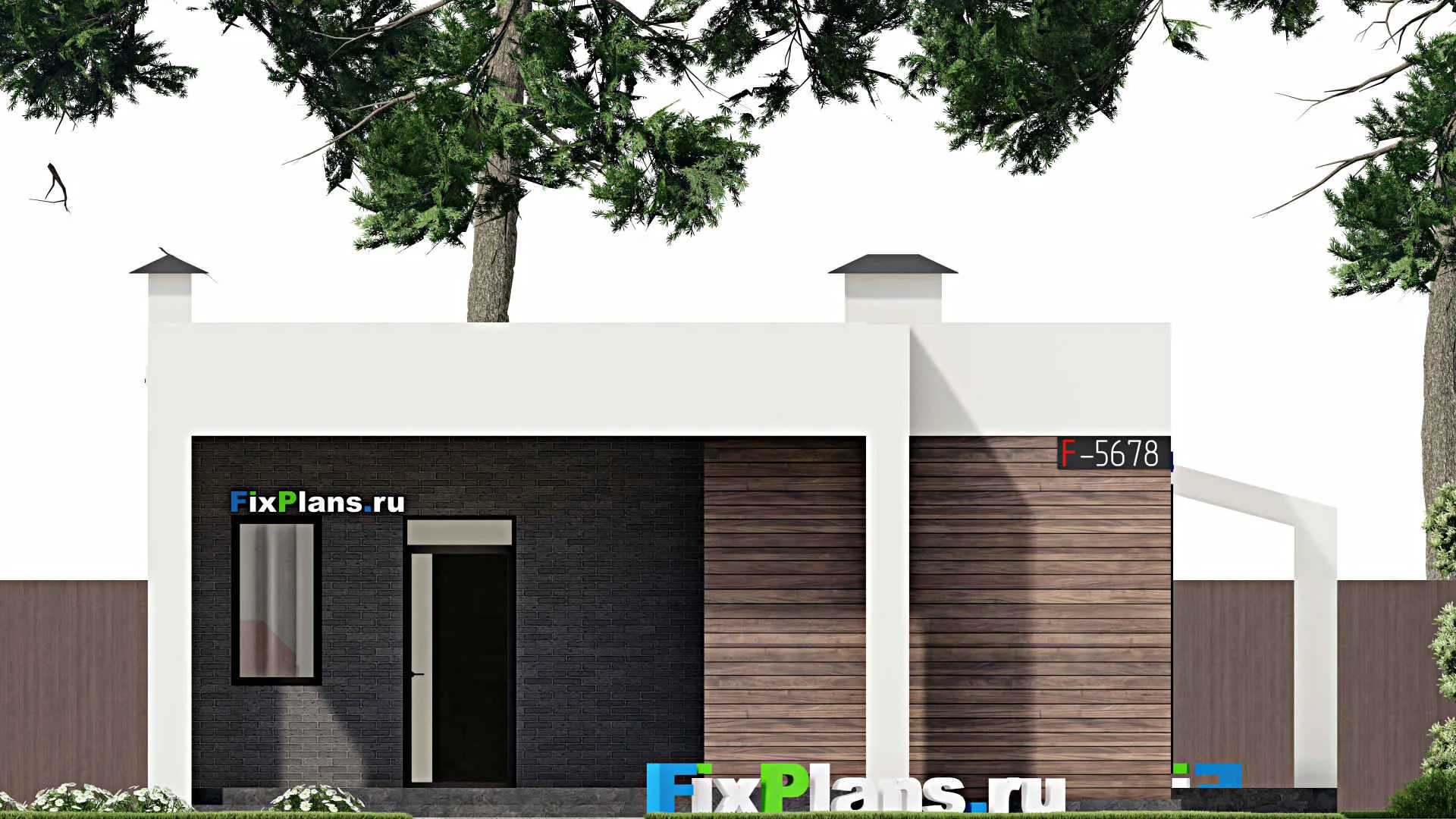 F-5678 - Проект одноэтажного дома 11 на 17, площадью 140 м² с террасой и 2 спальнями