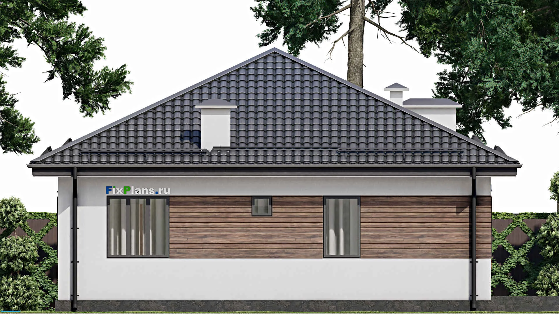 F-4337 - Проект одноэтажного дома 11 на 14, площадью 140 м² с террасой и 2 спальнями