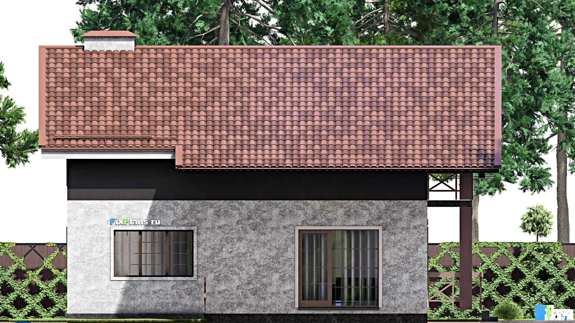 F-13346 - Проект дома с мансардой 13 на 17, площадью 260 м² с террасой, балконом и 4 спальнями