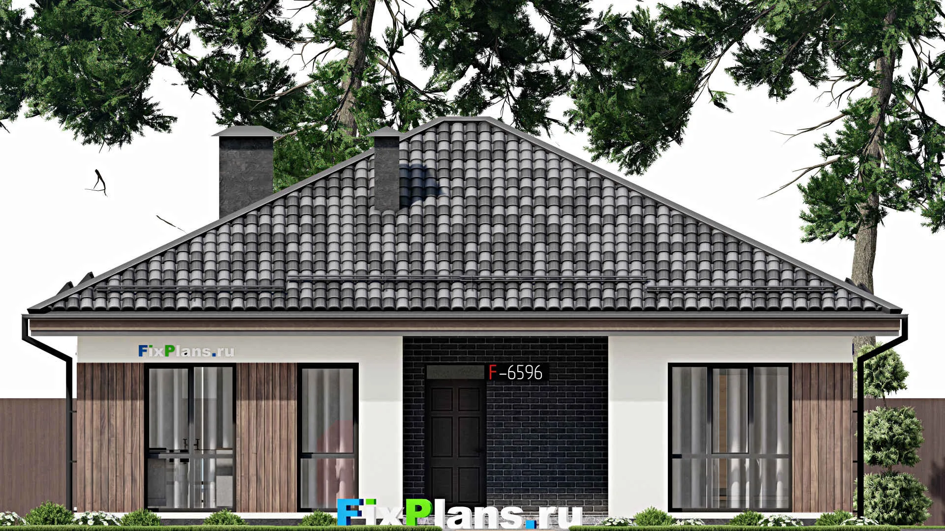 F-6596 - План одноэтажного дома 12 на 13, площадью 120 м² с 3 спальнями