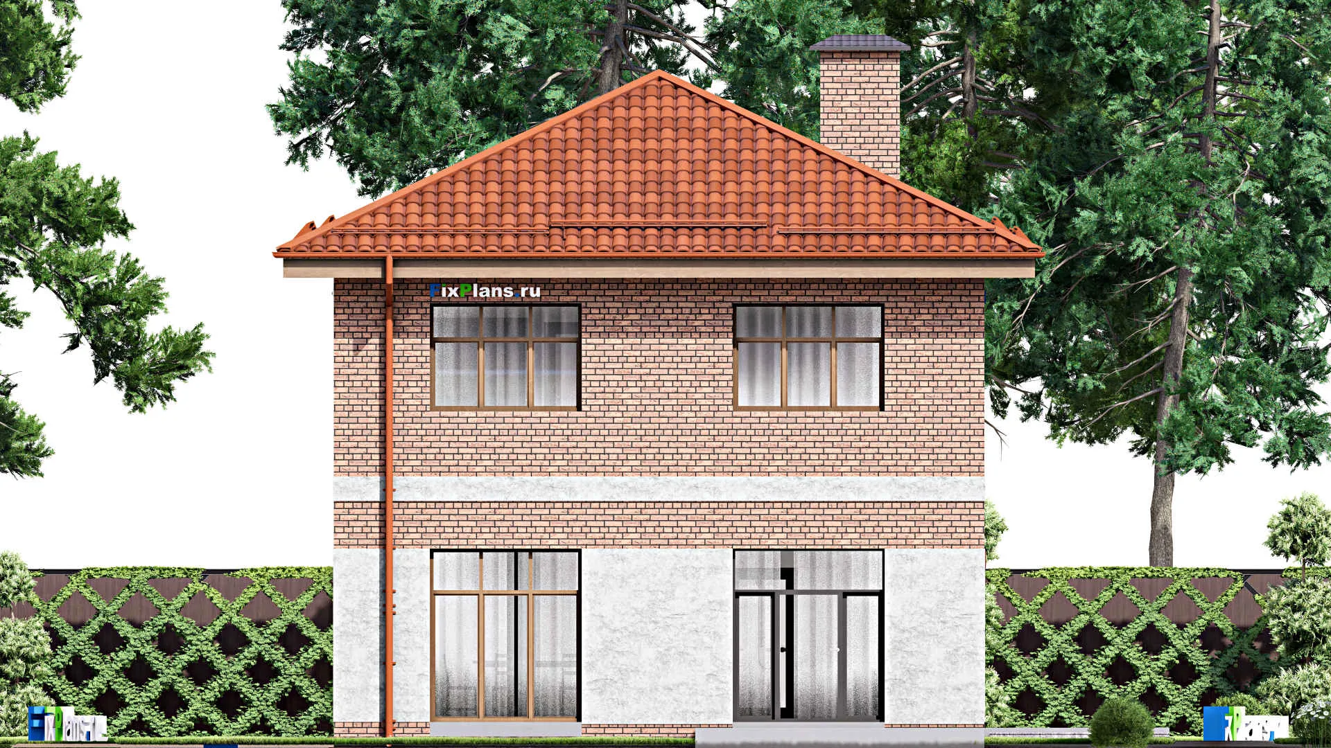 F-13418 - Проект двухэтажного дома 12 на 12, площадью 140 м² с террасой, балконом и 4 спальнями