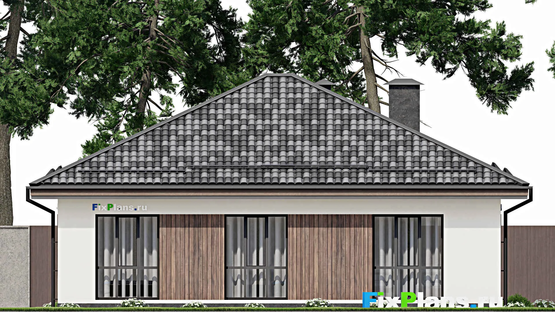 F-6596 - План одноэтажного дома 12 на 13, площадью 120 м² с 3 спальнями