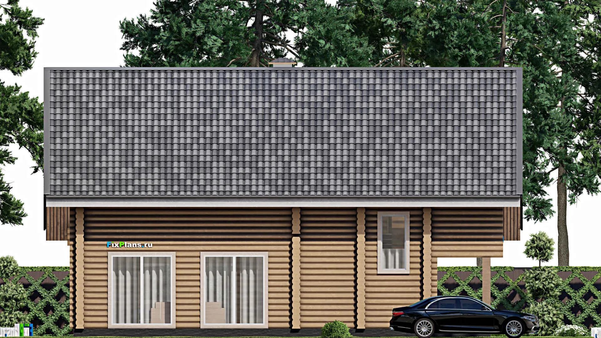 F-10268 - Проект дома с мансардой 13 на 15, площадью 270 м² с террасой и 3 спальнями