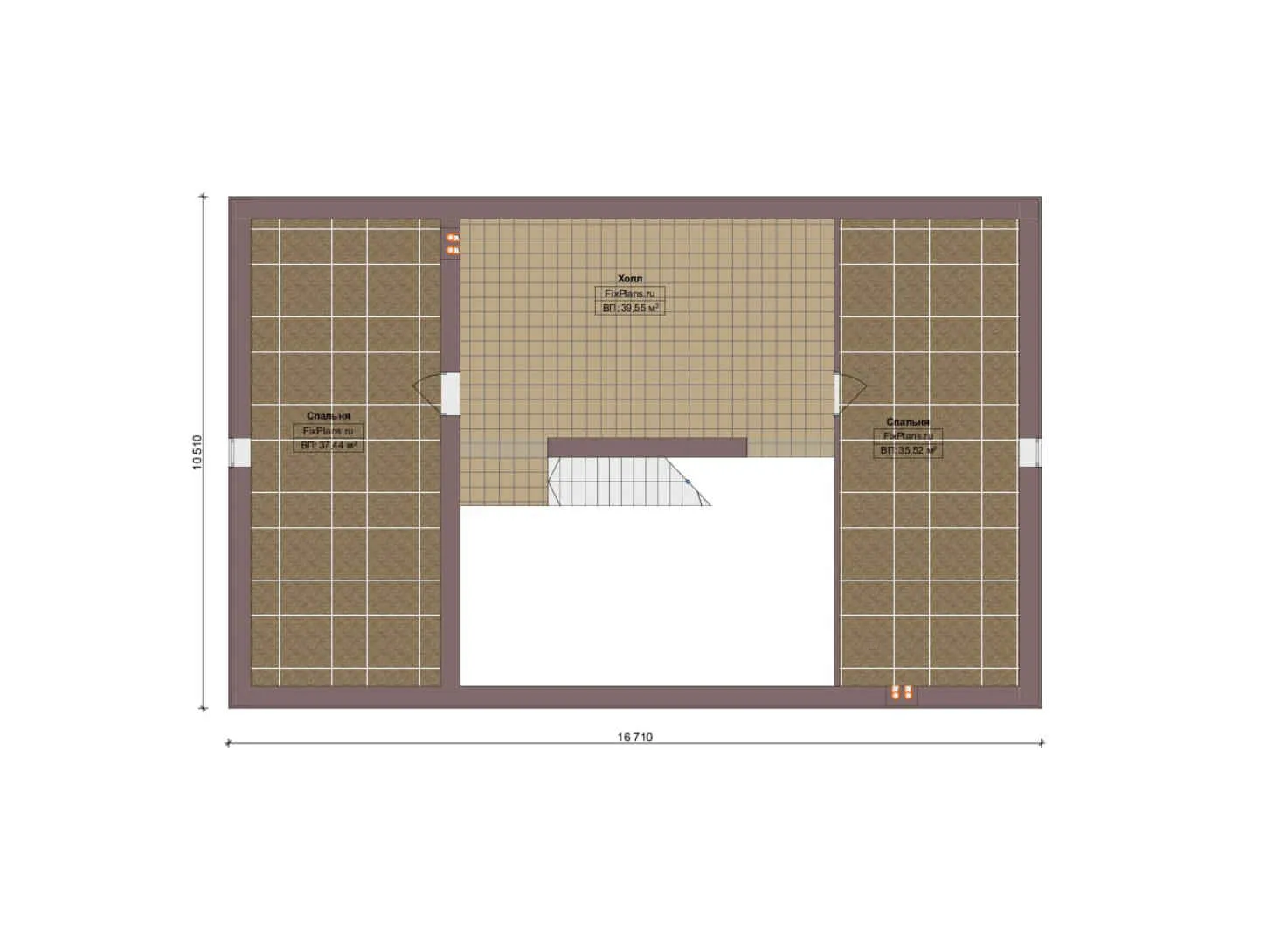 F-16640 - Планы дома с мансардой 17 на 20, площадью 340 м² с террасой, гаражом на 2 машины и 5 спальнями