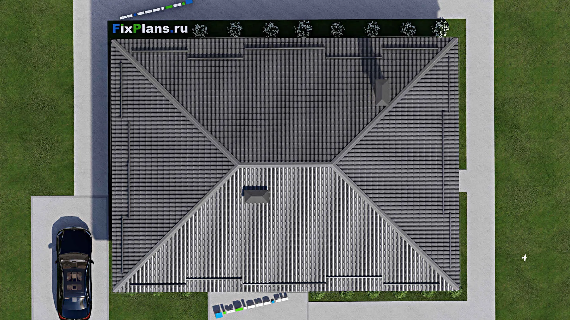 F-5093 - Проект одноэтажного дома 12 на 14, площадью 170 м² с террасой и 3 спальнями