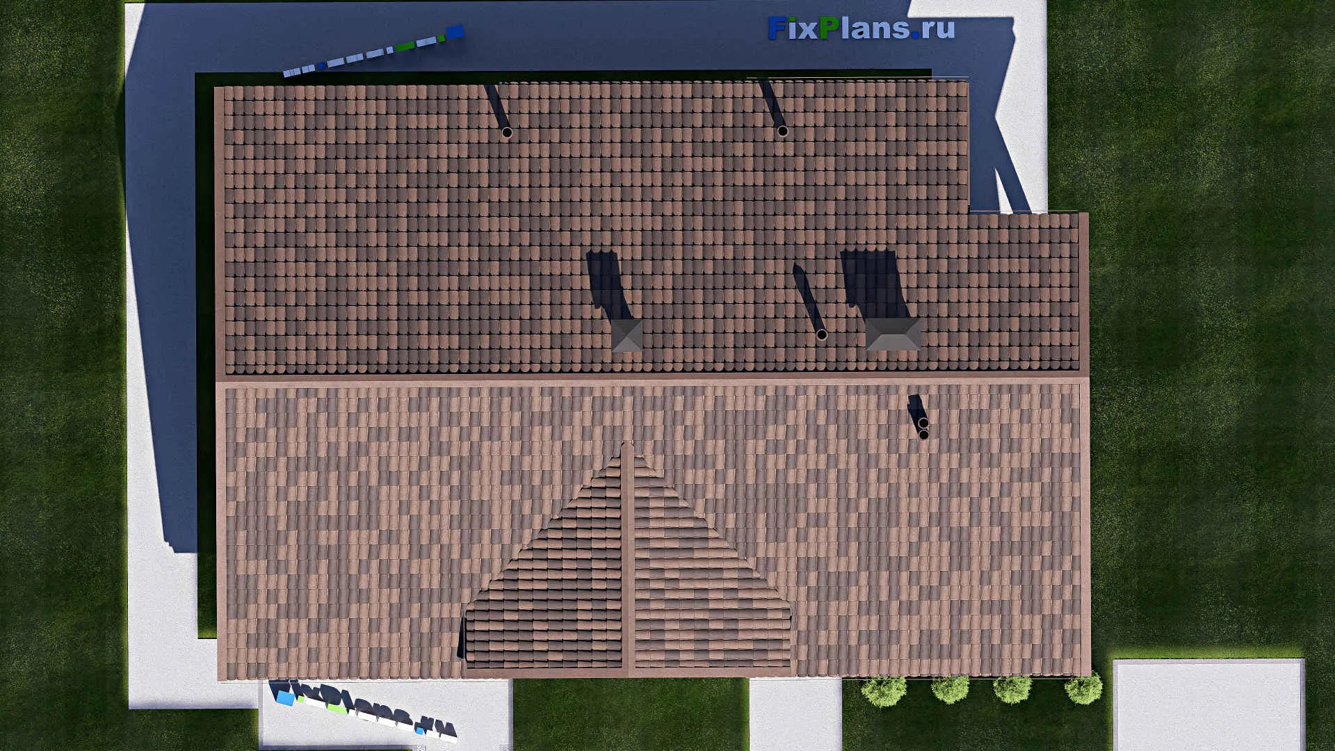 F-18854 - План одноэтажного дома 12 на 18, площадью 160 м² с террасой и 3 спальнями