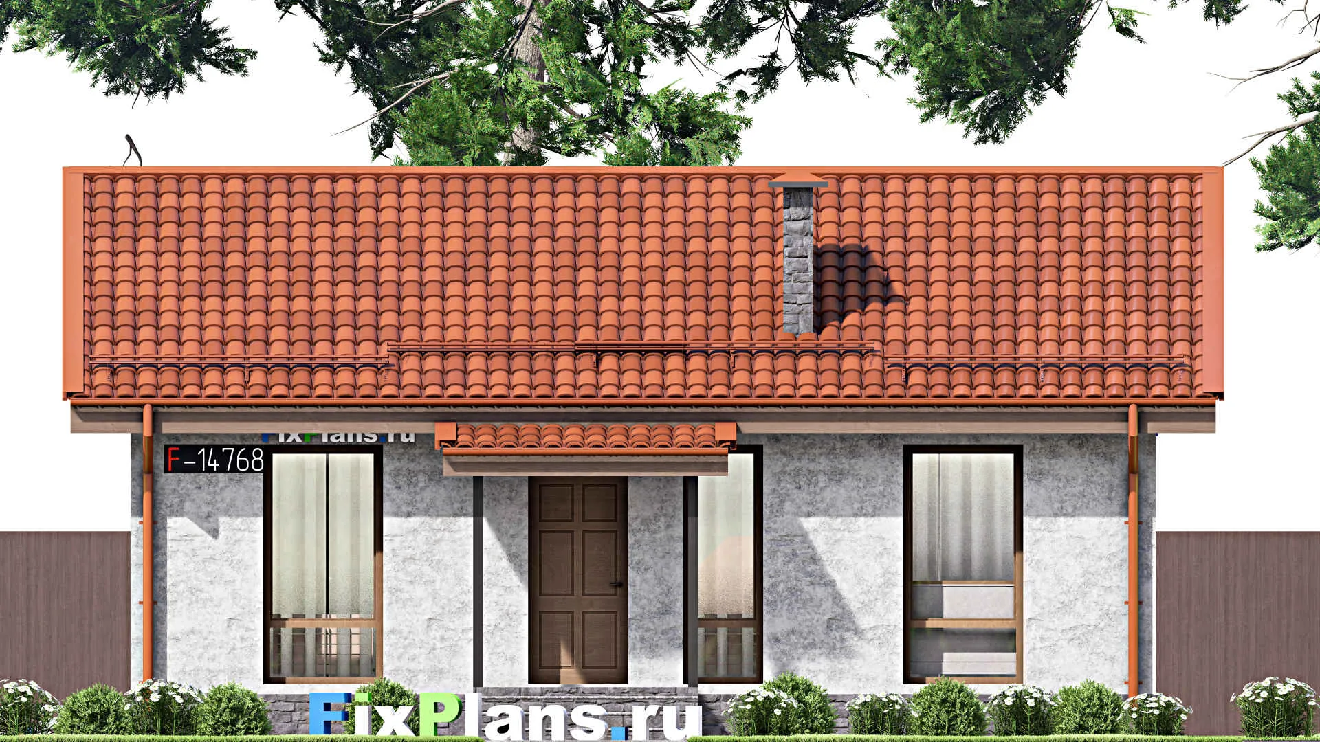 F-14768 - Проект одноэтажного дома 10 на 11, площадью 70 м² с 2 спальнями