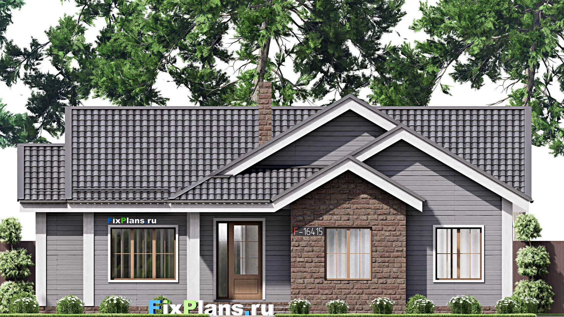 F-16415 - Проект одноэтажного дома 15 на 17, площадью 160 м² с 4 спальнями