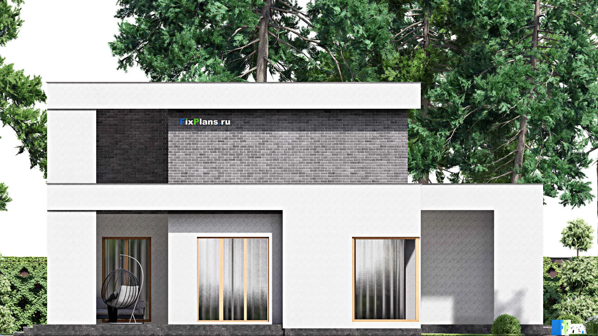 F-15866 - Проект двухэтажного дома 16 на 17, площадью 410 м² с террасой, балконом, гаражом на 2 машины и 4 спальнями