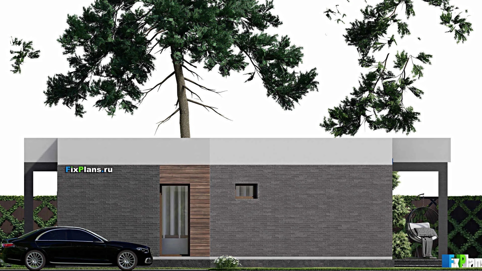 F-6569 - Проект одноэтажного дома 9 на 11, площадью 90 м² с террасой и 2 спальнями