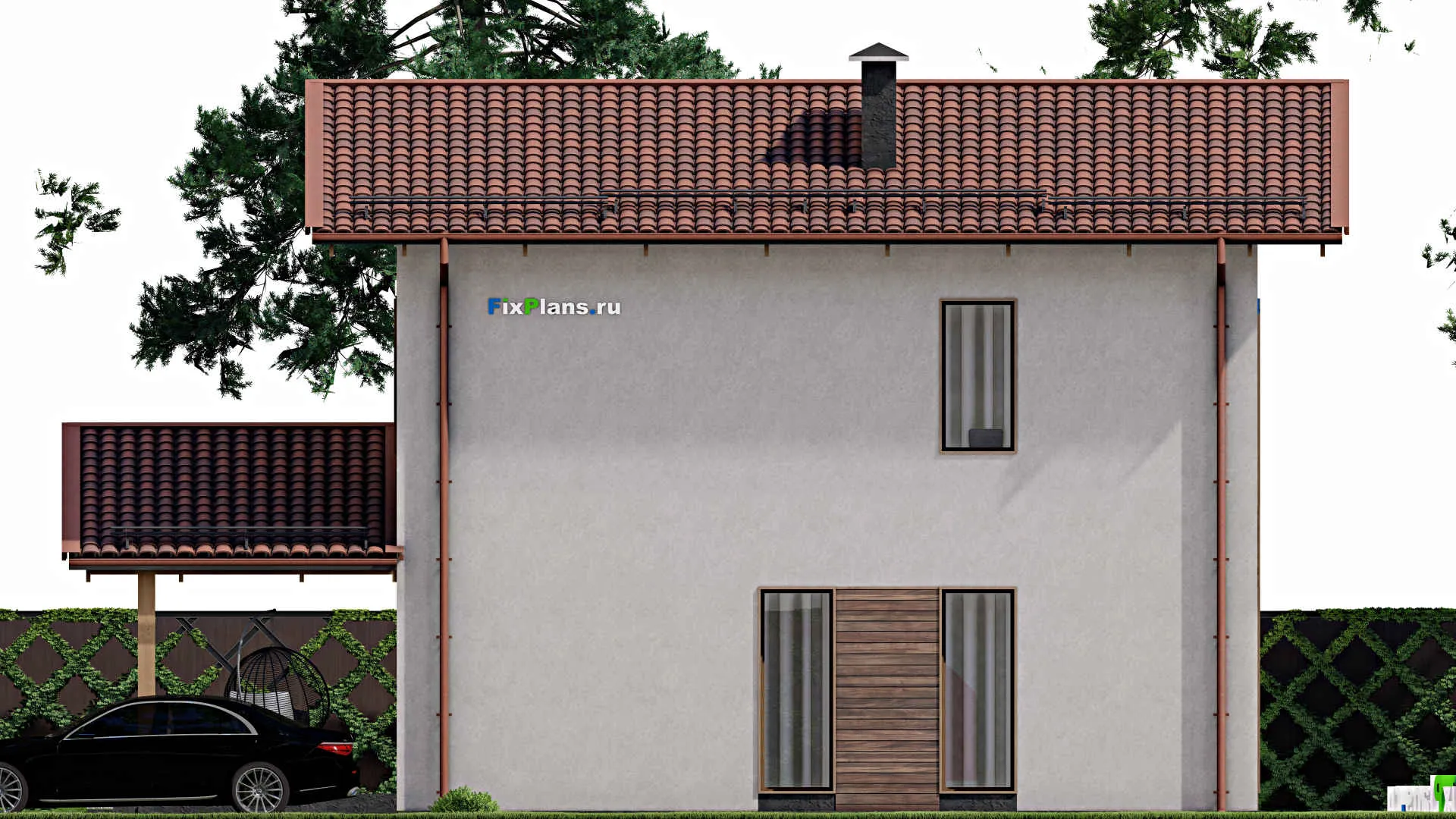 F-6848 - Проект дома с мансардой 11 на 13, площадью 180 м² с террасой и 4 спальнями