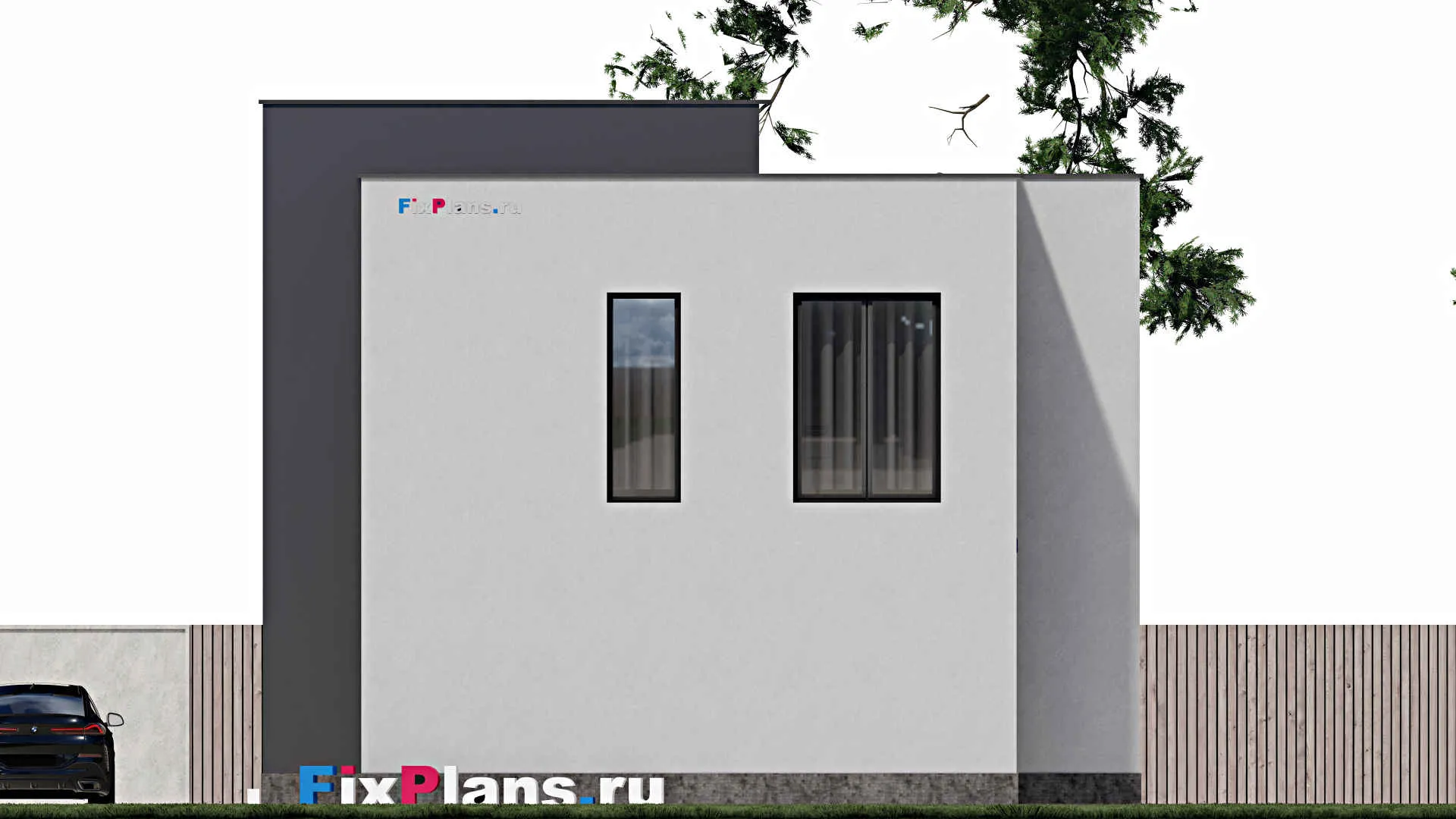 F-1295 - Проект двухэтажного дома 11 на 11, площадью 150 м² с террасой и 3 спальнями