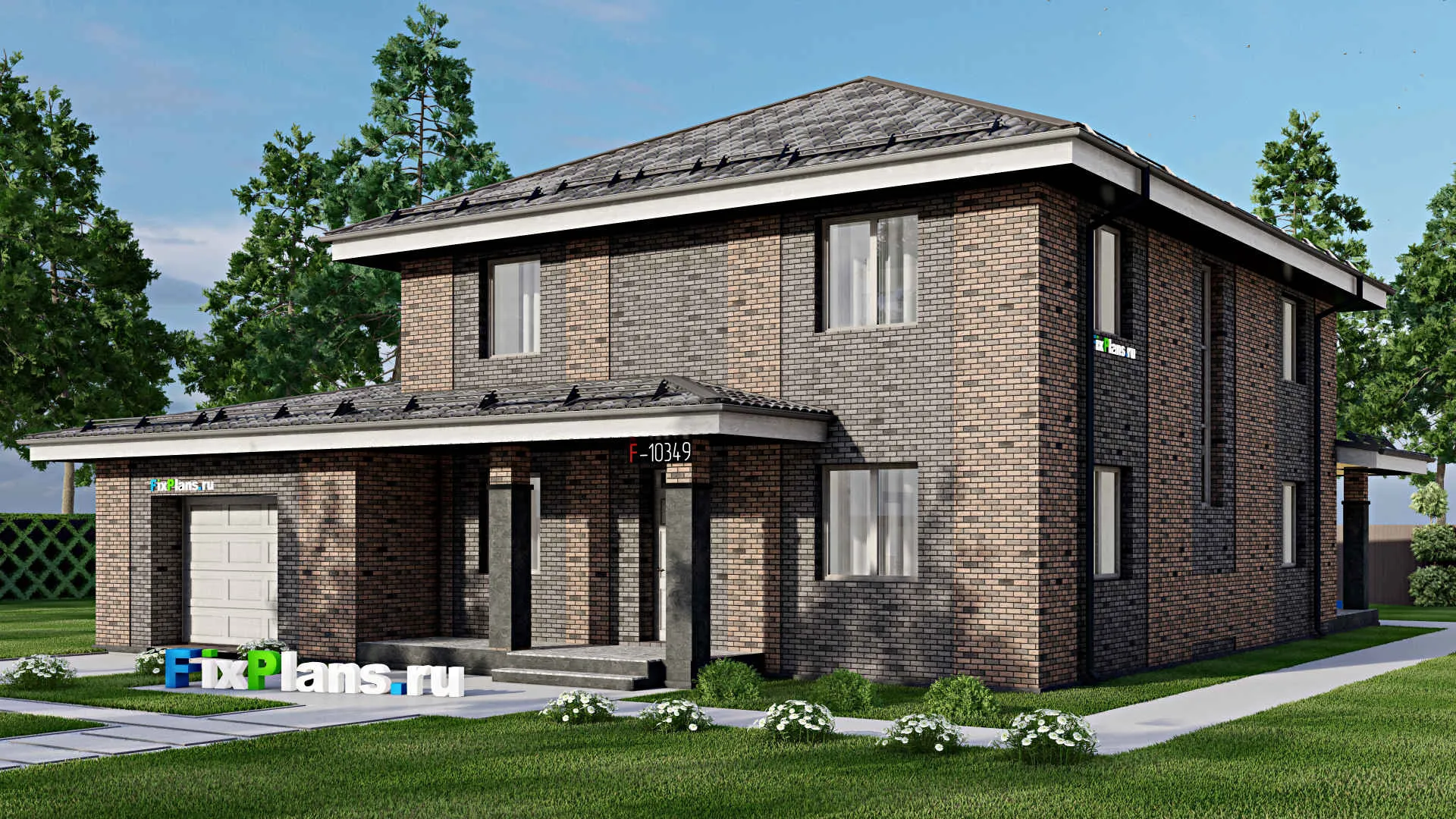 F-10349 - Проект двухэтажного дома 16 на 19, площадью 330 м² с 5 спальнями