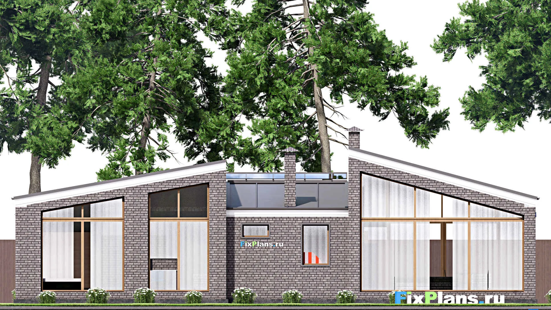 F-13544 - Проект одноэтажного дома 14 на 19, площадью 190 м² с террасой и 2 спальнями